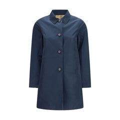 Blue Polyester Trench Coat