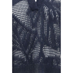 Blue Linen Polo Shirt