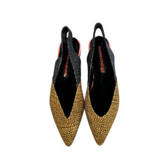 Beige Leather Women Ballet Flat