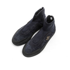 Blue Leather Womens Ankle Boot