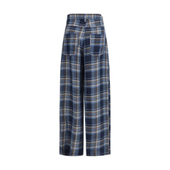 Blue Linen Casual Pants