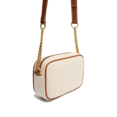 Brown Cotton Crossbody Bag