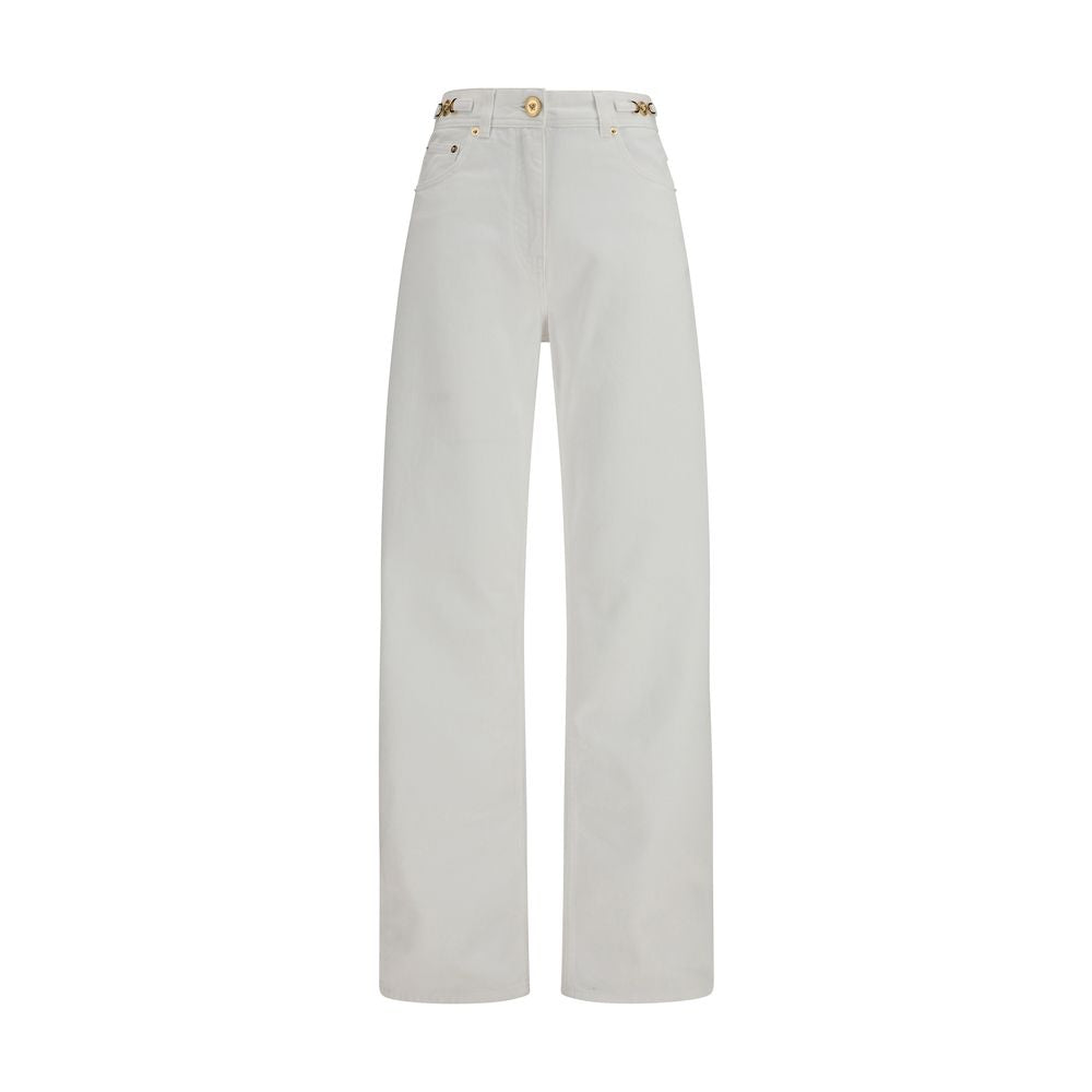 White Cotton Straight-Leg Jeans
