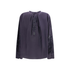 قميص قطني أزرق بنقشة