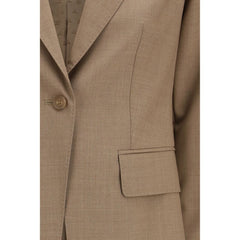 Beige Fleece Wool Blazer