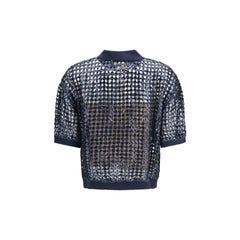 Blue Silk Polo Shirt