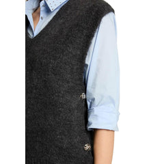 Gray Marabou Sleeveles Sweater