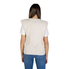 Cream Polyester Sleeveles Sweater