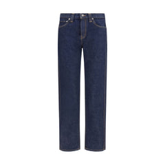 Blue Cotton Straight-Leg Jeans