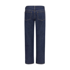 Blue Cotton Straight-Leg Jeans