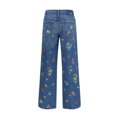 Blue Cotton High-Waisted Jean