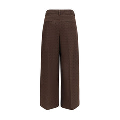 Brown Elastane Casual Pants