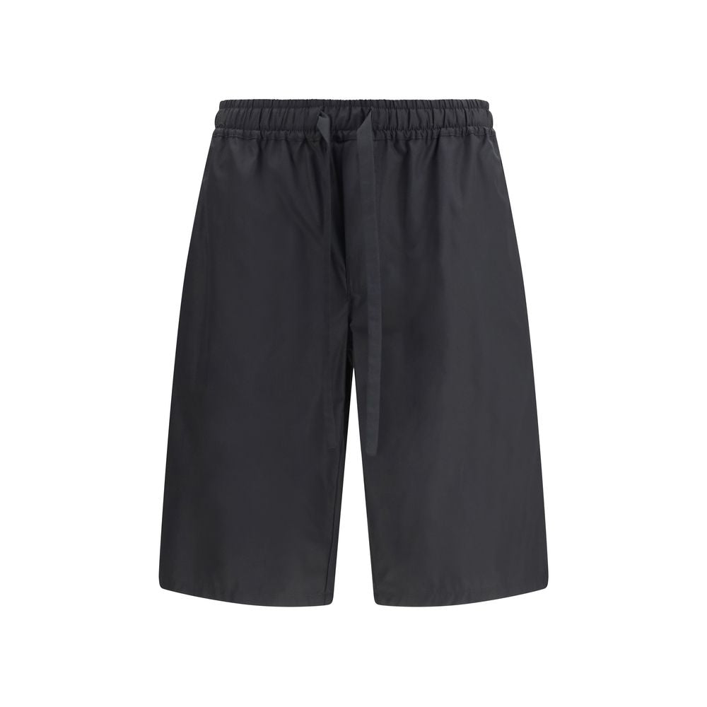 Black Cotton Bermuda Shorts