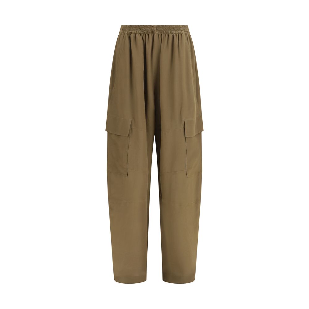 Brown Silk Cargo Pants