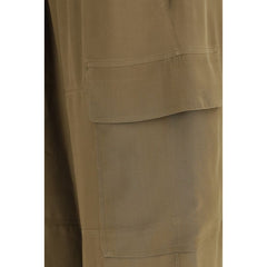 Brown Silk Cargo Pants