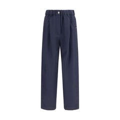 Blue Viscose Casual Pants