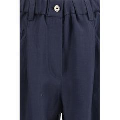 Blue Viscose Casual Pants