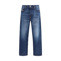 Blue Cotton Tapered Jeans