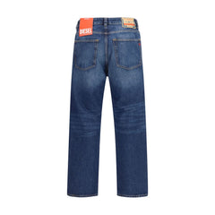 Blue Cotton Tapered Jeans
