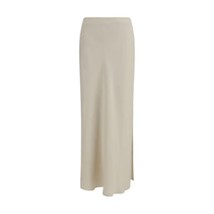 Beige Viscose Long Skirt