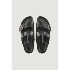 Black Polyester Flat Sandals