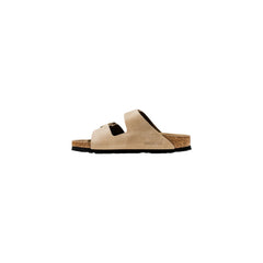 Beige Leather Flat Sandals
