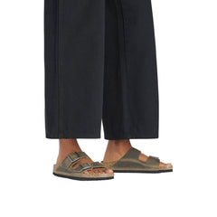 Bicolor Leather Flat Sandals