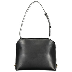 Black Polyurethane Women's Shoulder Bag