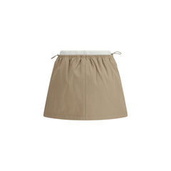 Beige Cotton Mini Skirt