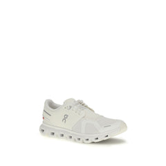 White Recycled Polyester Athletic Sneakers