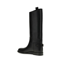 Black Calf Leather Bos Taurus Flat Boots