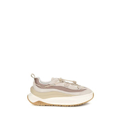 Beige Calf Leather Bos Taurus Athletic Sneakers