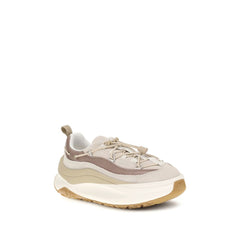 Beige Calf Leather Bos Taurus Athletic Sneakers