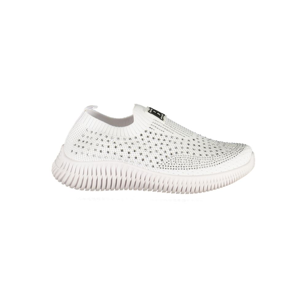 White Polyester Women Sneaker