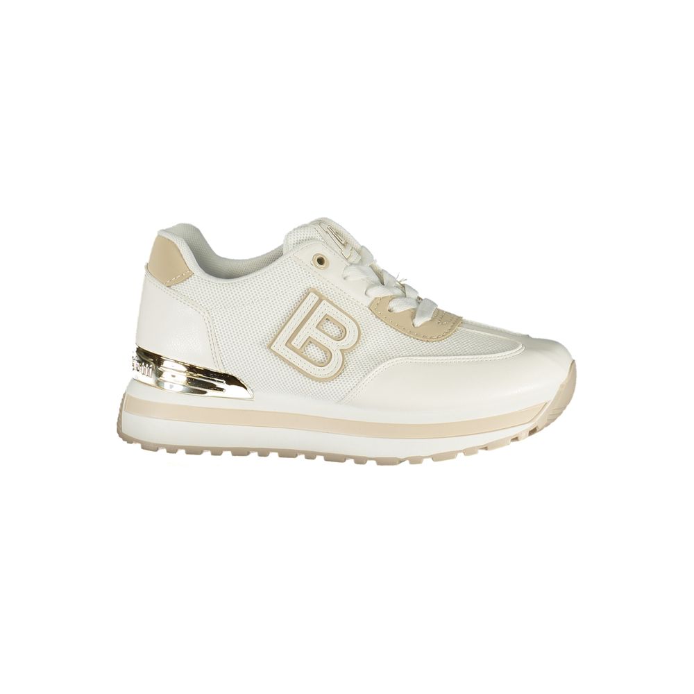 White Polyurethane Women Sneaker