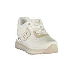 White Polyurethane Women Sneaker