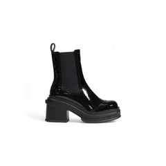 Black Polyester Ankle Boots