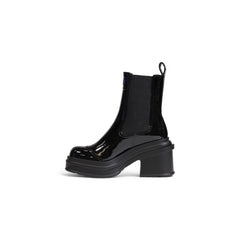 Black Polyester Ankle Boots