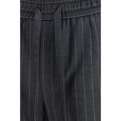 Gray Fleece Wool Casual Pants