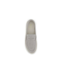 Beige Calf Leather Bos Taurus Slip-On Loafers