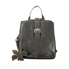 Black Polyurethane Women Backpack