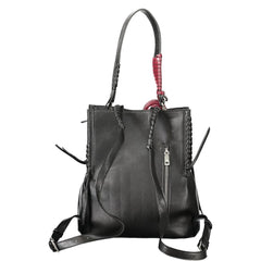 Black Polyurethane Women Backpack