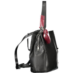 Black Polyurethane Women Backpack