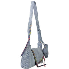 Azzurro Cotton Women Shoulder Bag