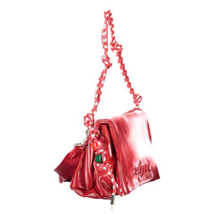Red Polyurethane Women Handbag