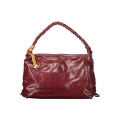 Burgundy Polyurethane Women Handbag