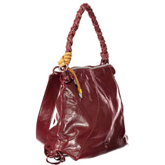 Burgundy Polyurethane Women Handbag