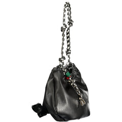 Black Polyurethane Women Handbag