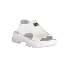 White Polyester Platform Sandals