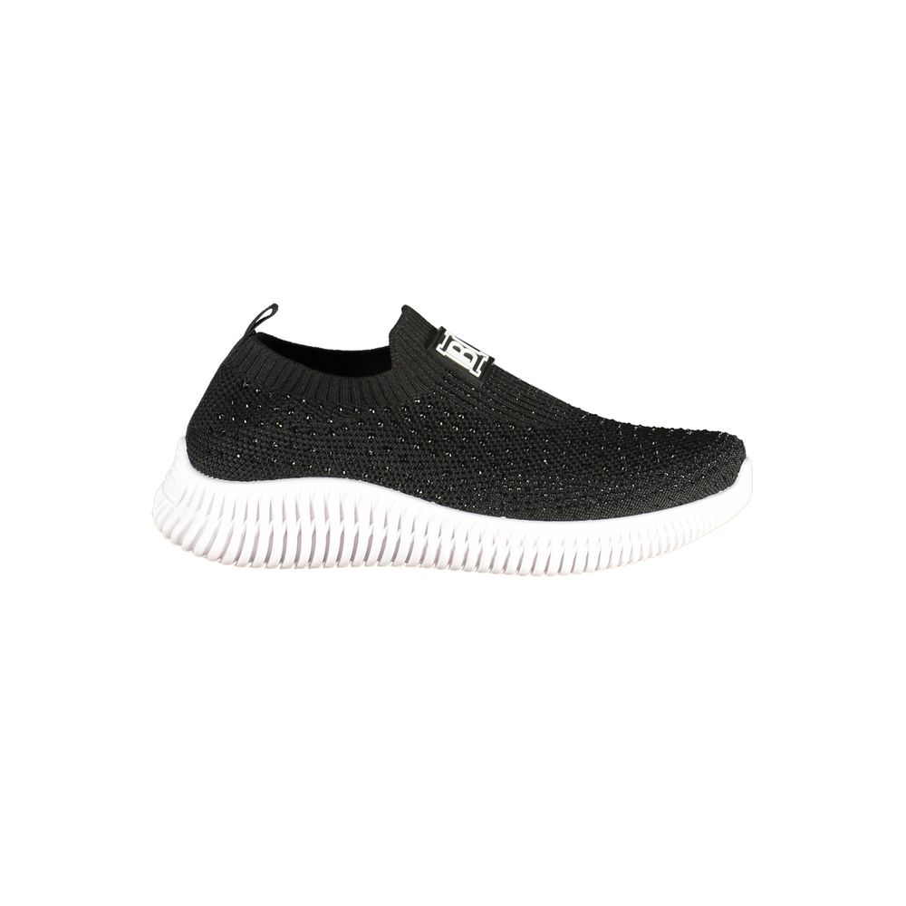 Black Polyester Athletic Sneakers